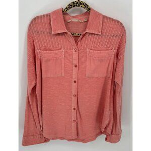Soft Surroundings Womens Roll Tab Long Sleeve Tunic Button Up Blouse